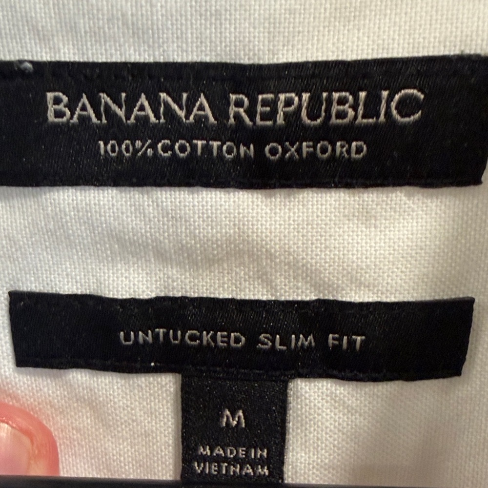 Banana Republic Men's White Oxford Button Down Shirt Untucked Slim Fit - Picture 3 of 4